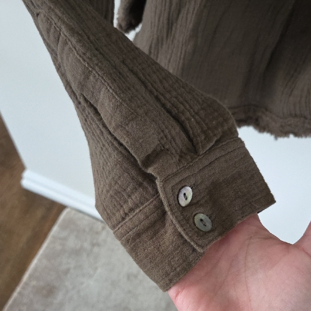 NWOT Free People Olive Blouse - Picture 6 of 9